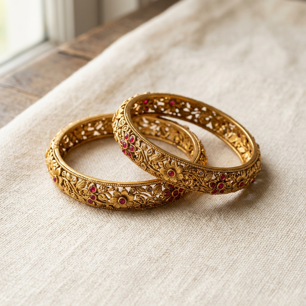 AI-generated floral bangle pair concept